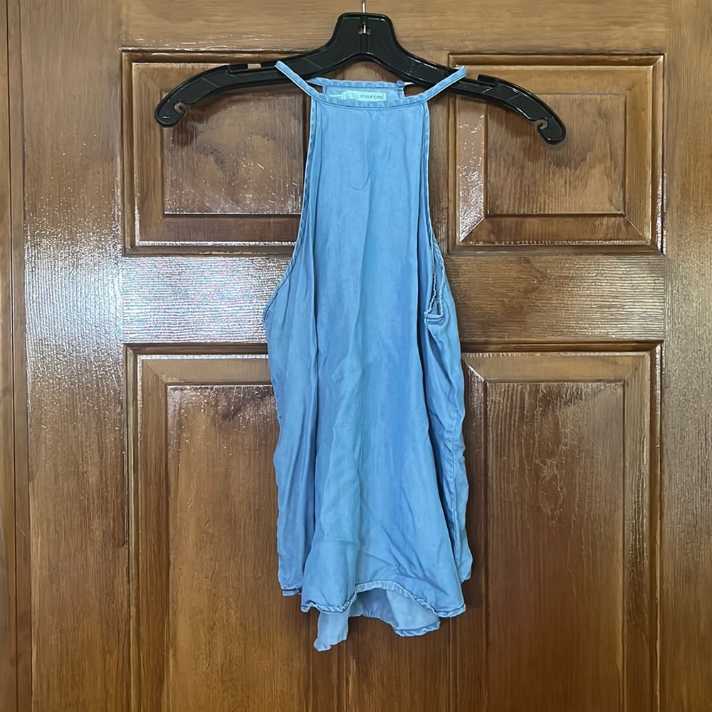 Light wash chambray halter top